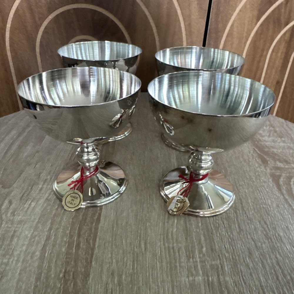 Vintage Set of 4 W. & S. Blackinton Fine Silver Plate Goblets | Chalices Italy